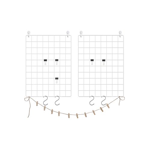 S-Hook Clip SONGMICS Grid Panel Metal Mesh Wall Decor DIY Cat-Face Shaped Photo Wall Display Multifunctional Hanging Picture Wall Hemp Cord White LPP03W Set of 2 Creative Animal Design 