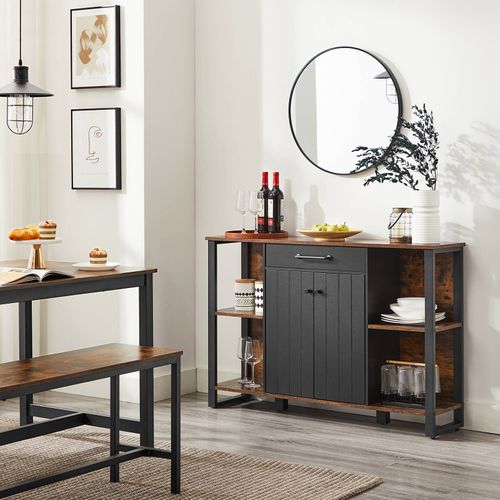 black brown buffet table