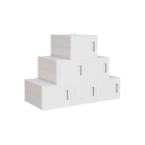 Pack of 6 White Plastic Shoe Organizer Boxes