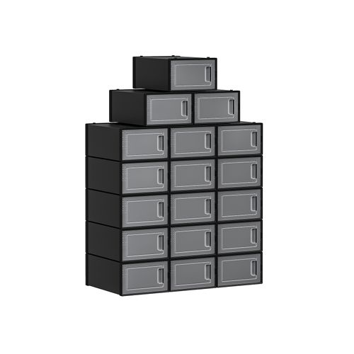 Set of 18 Black Shoe Storage Boxes