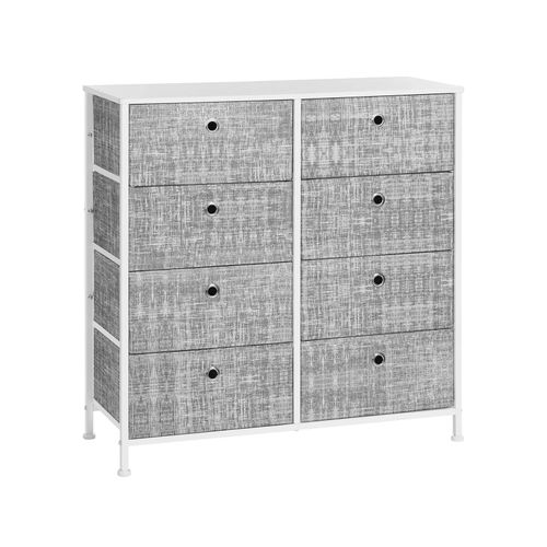 Gray & White Dresser with 8 Fabric Drawers