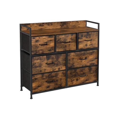 Brown & Black Closet Dresser with 7 Fabric Drawers