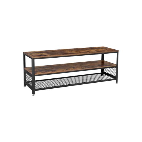 Industrial Brown TV Bench with 2 Shelves