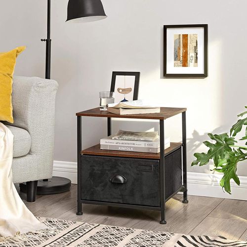 Night Stand 2 Tier Bedside Table w/ Storage Book Rack Bedside End Desk Furniture 