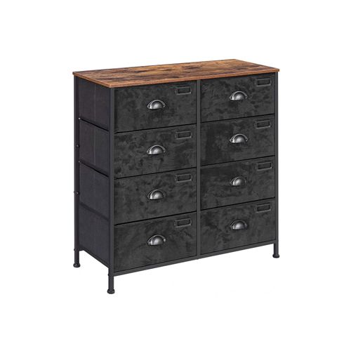 Rustic Brown & Black Dresser Unit with 8 Fabric Drawers