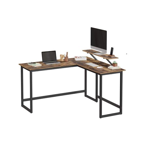 VASAGLE ALINRU Computer Desk L-Shaped Corner Desk with Monitor Stand, Black 