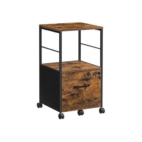 Brown Filing Cabinet with Printer Stand