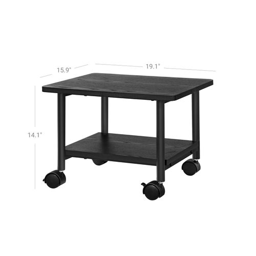 2-Tier Under-Desk Printer Cart on Wheels Metal Frame SONGMICS Printer Stand Black ULGR304B01 Printer Table with Storage Shelf 20.1 x 16.1 x 15 Inches 