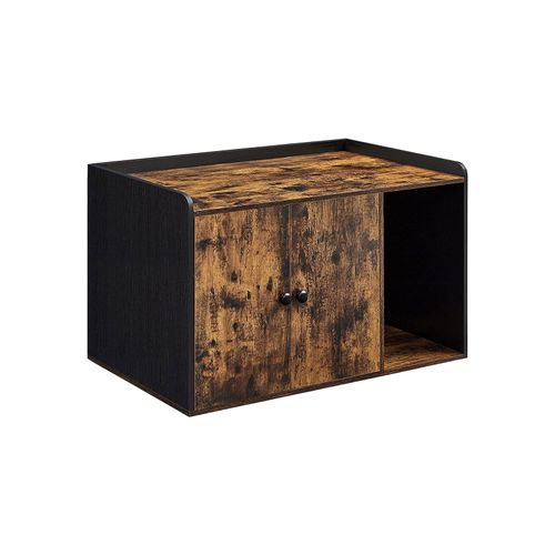 Brown & Black Cat Litter Box Cabinet