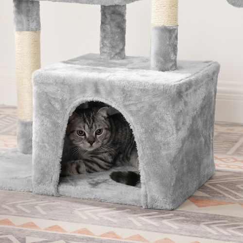 Padded Perch Cat Activity Center with Large Scratching Board FEANDREA Cat Tree Cat Cave Cat Condo for Kitten 