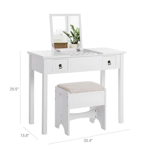 Flip Top Dressing Table Vanity Set, Vanity Writing Desk