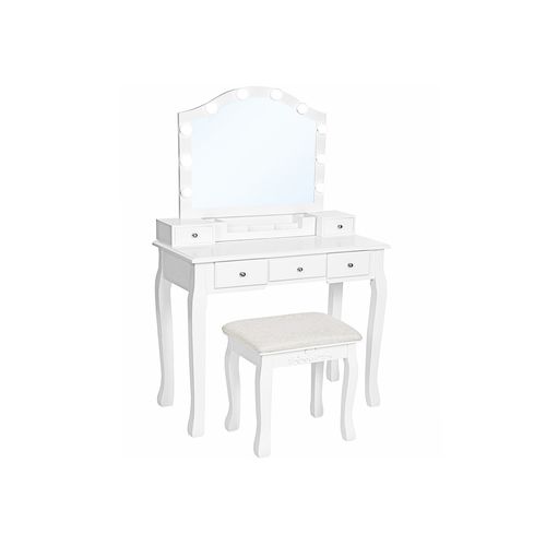 White Makeup Vanity Set With Mirror For, White Makeup Vanity With Lights