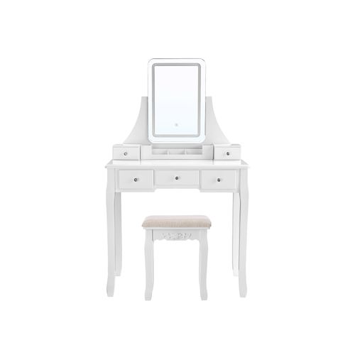 White Makeup Table with Mirror & Lights
