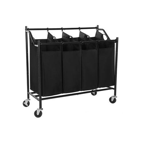 4 Bag Laundry Hamper Sorter Cart Clothes Storage with Heavy Duty Rolling Wheels 