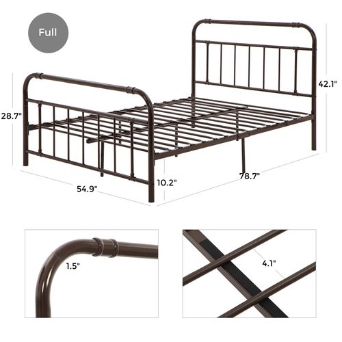 Pipe Metal Bed Frame With Headboard And Footboard Bed Frame Vasagle By Songmics
