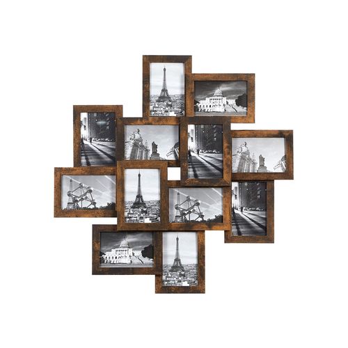 Rustic Brown Collage Picture Frames for 12 Photos