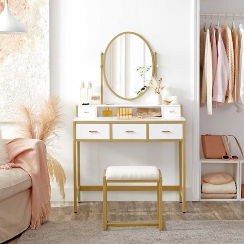 small makeup vanity with stool