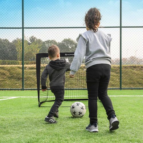 Folding Children's Soccer Goal Set of 2 Garden Park Beach Steel Black 