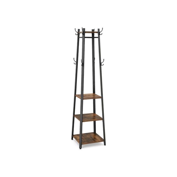 Industrial 3 Shelves Coat Stand With, 3 Hook Coat Rack With Shelf Brackets