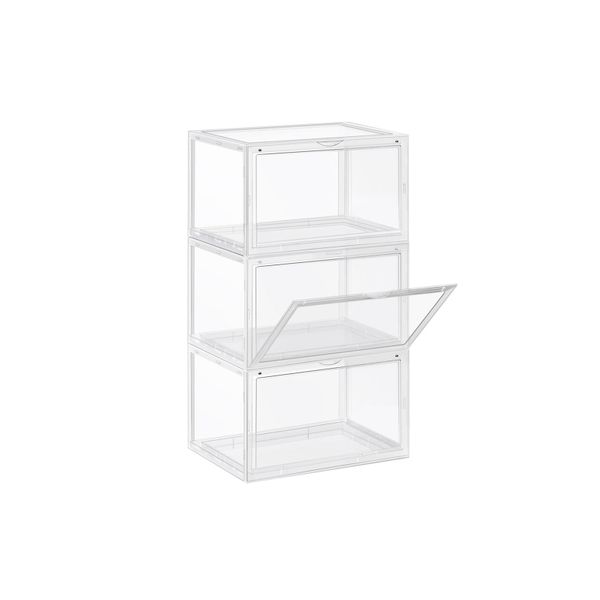 clear shoe boxes with lids stackable