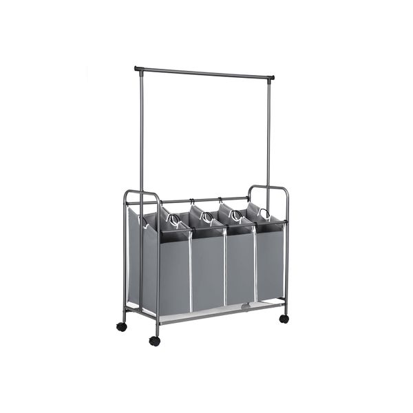 rolling laundry cart with hanging bar