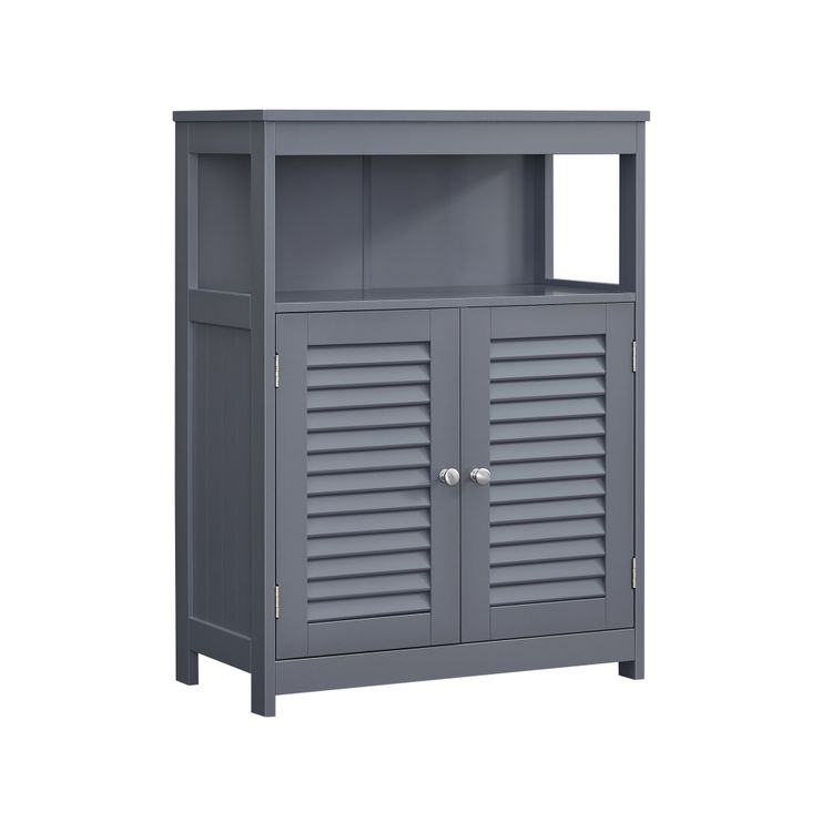 Grey Storage Cabinet with Shelf for Bathroom