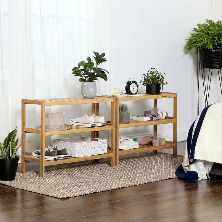 Bamboo Shoe Rack Bench - Shoe Bench | SONGMICS