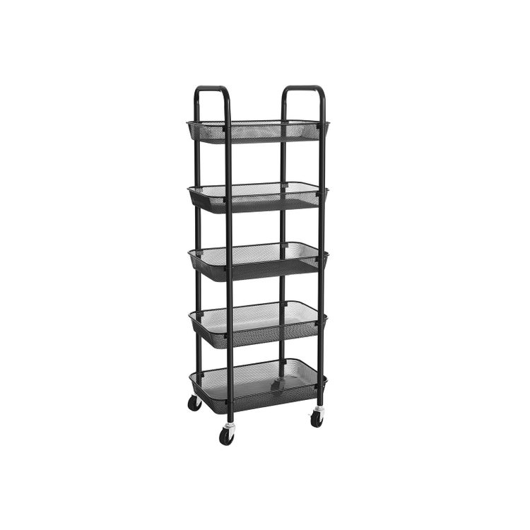 5-Tier Metal Storage Cart Black