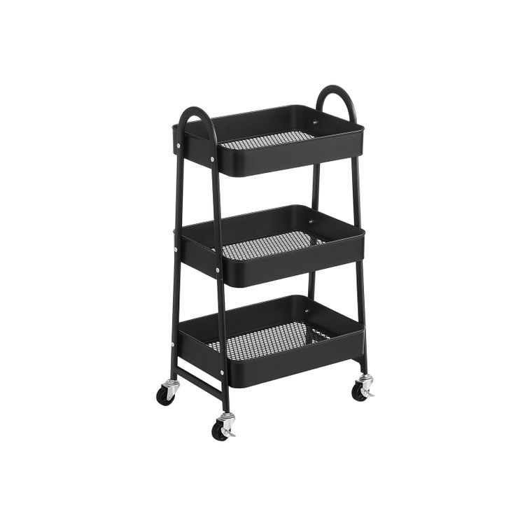 Black 3-Tiers Metal Storage Cart