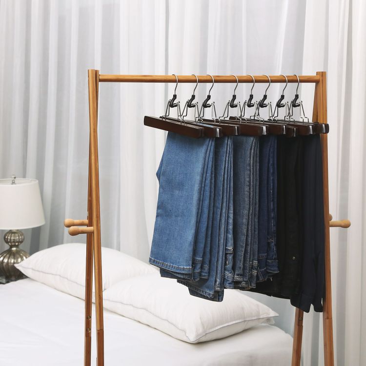 12 Pack Wood Hanger Pants Hanger SONGMICS