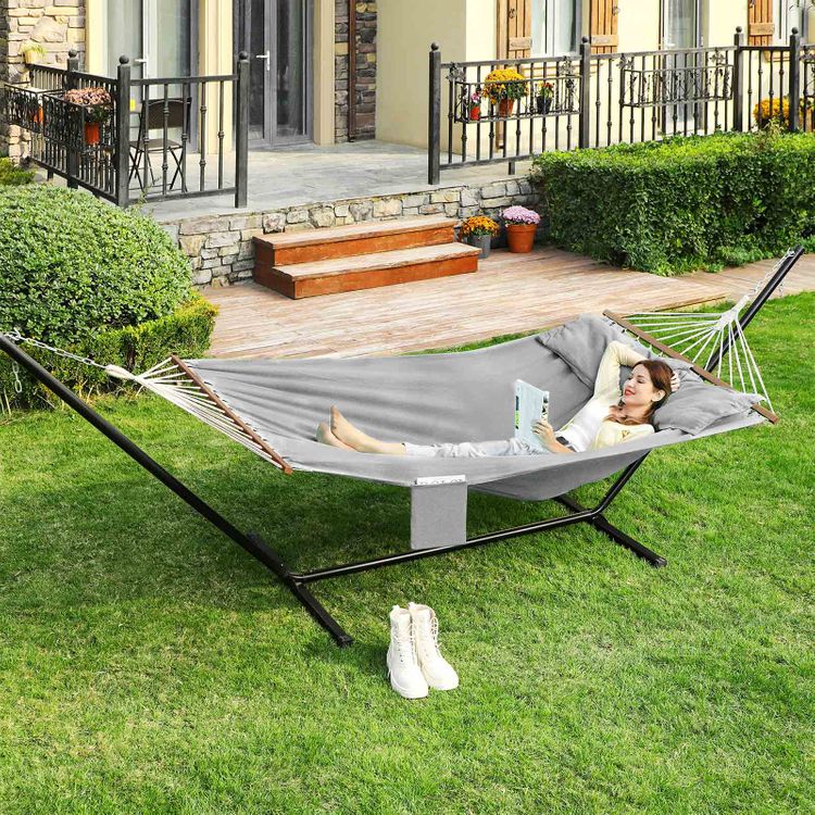 SONGMICS Hammock, Double Hammock with 2 Pillows, Hammock Stand Not ...