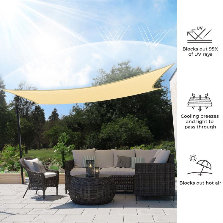 SONGMICS Sun Shade Sail, 12 ft x 12 ft (L x W) Rectangle Sun Shade, UV ...