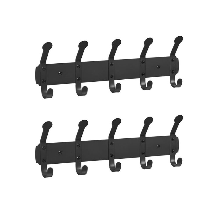 Set of 2 Black Metal Coat Rack with Hooks | Home Furniture | SONGMICS