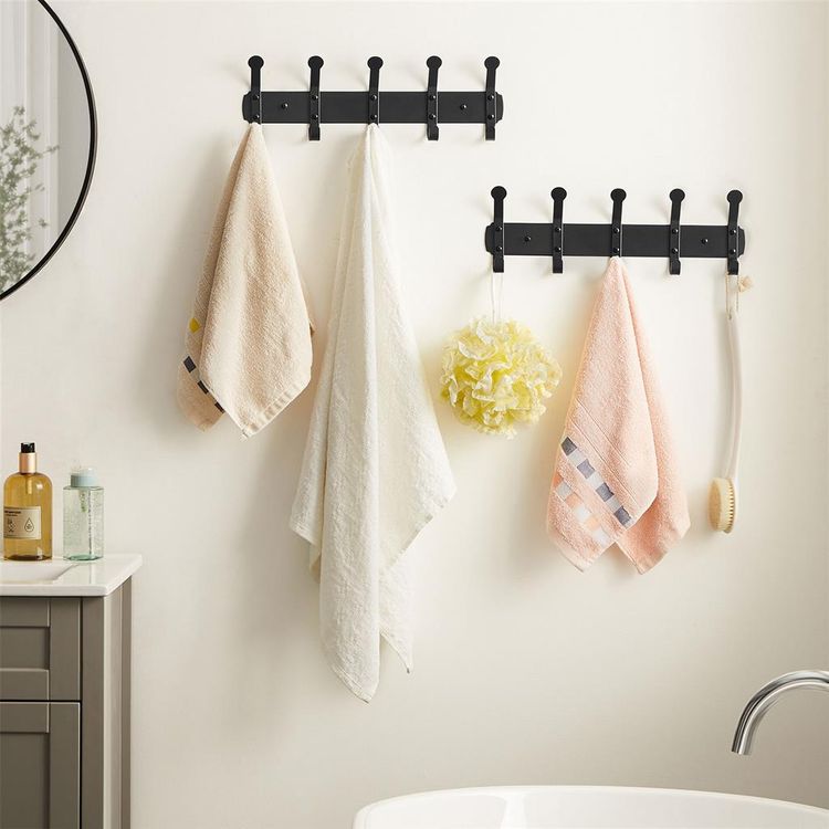 Set of 2 Black Metal Coat Rack with Hooks | Home Furniture | SONGMICS