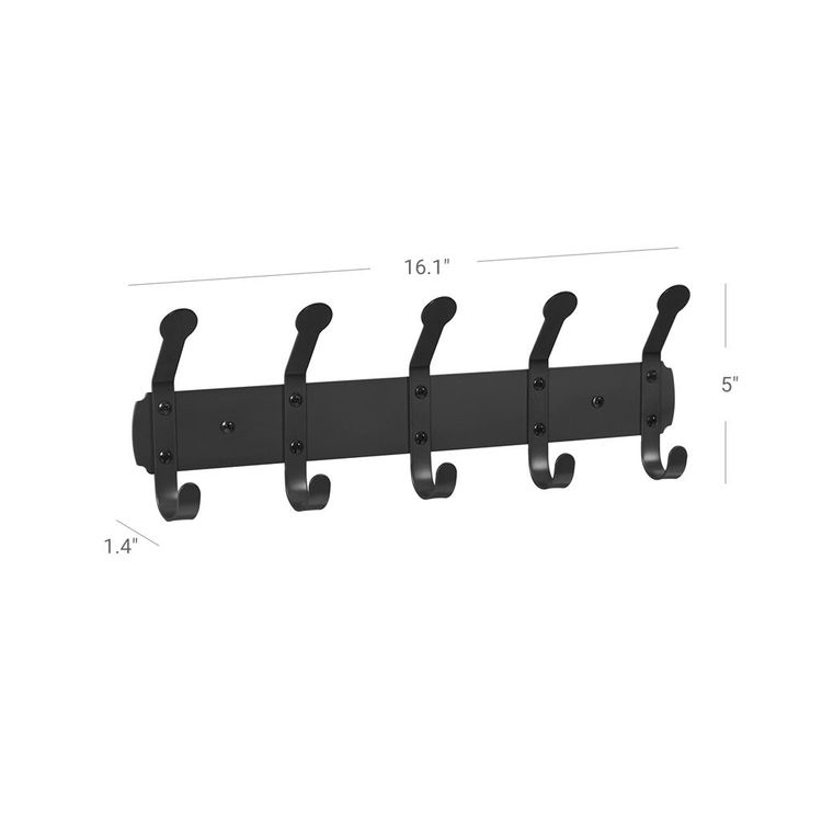 Set of 2 Black Metal Coat Rack with Hooks Home Furniture SONGMICS