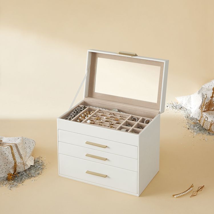 Jewelry Box with Glass Lid SONGMICS