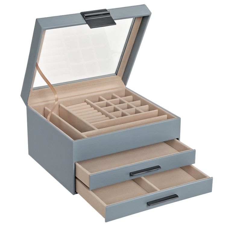 Jewelry Display Box with Glass Lid Jewelry Storage & Organization