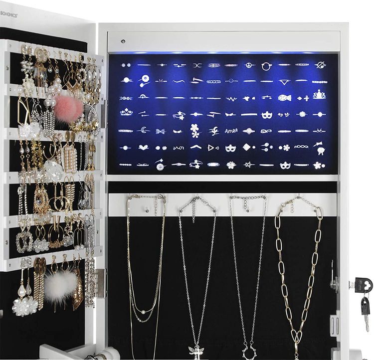 6 LEDs Jewelry Cabinet - Jewelry Armoire  SONGMICS