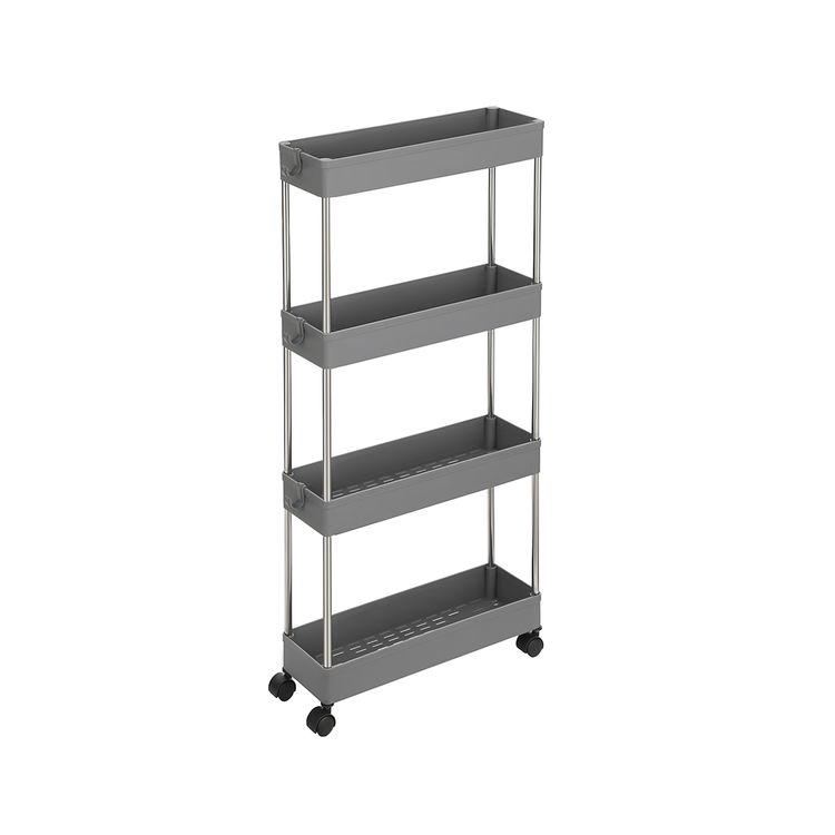 Gray 4-Tier Slim Rolling Storage Cart