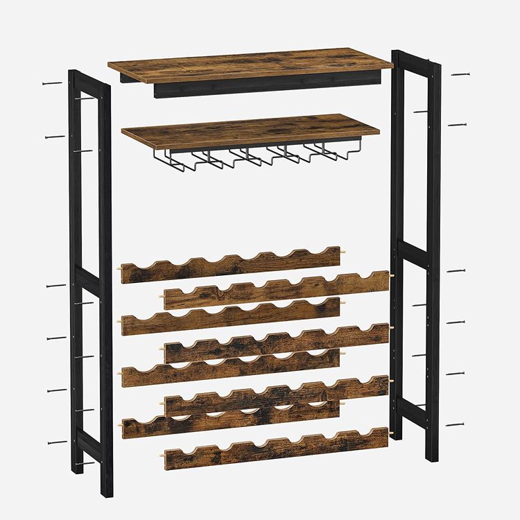 Industrial Brown Wine Rack with Glass Holder SONGMICS