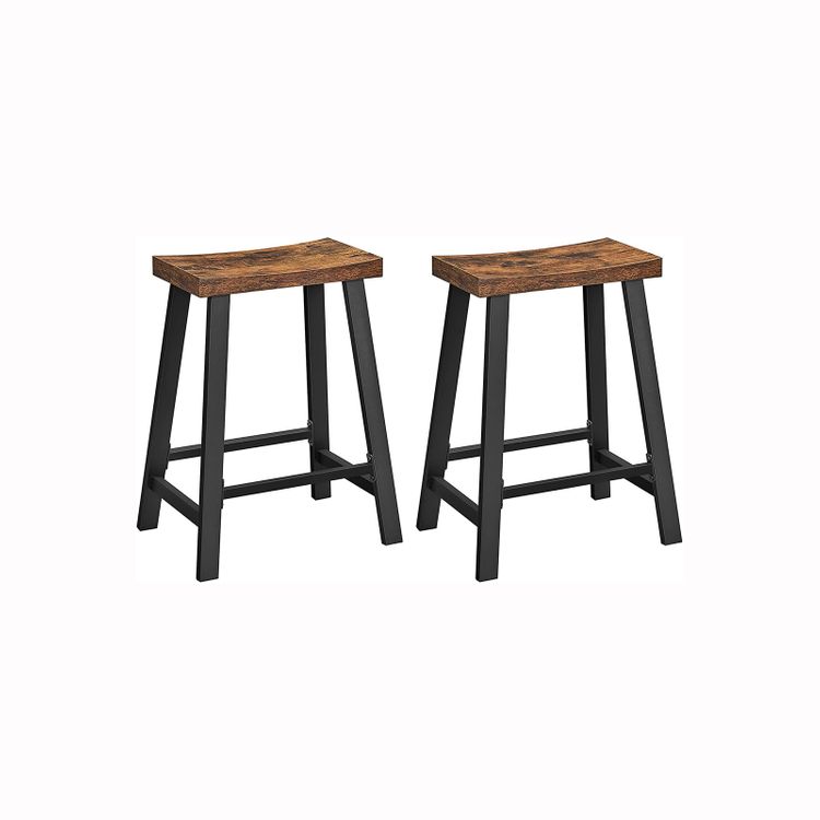 Set of 2 Industrial Bar Stools with Footrest VASAGLE