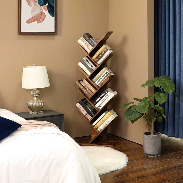 Brown TreeShaped Standing Wooden Bookshelf Home Storage VASAGLE by