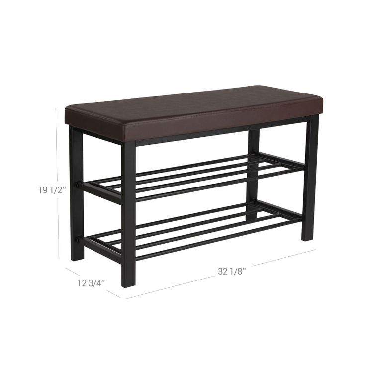 Storage Shoe Bench with Shelves & Cushion Home Storage & Organizer