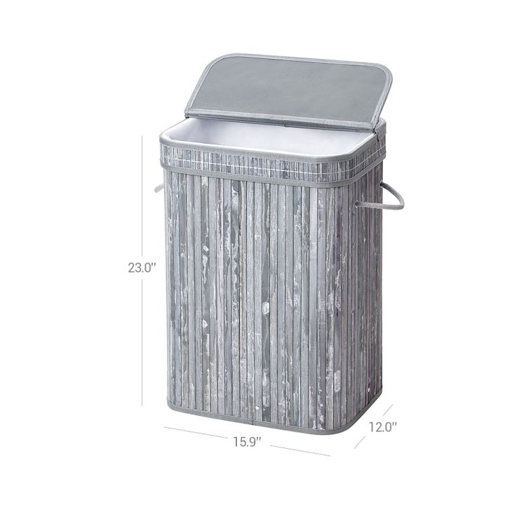 Bamboo Gray Laundry Hamper Laundry Basket SONGMICS