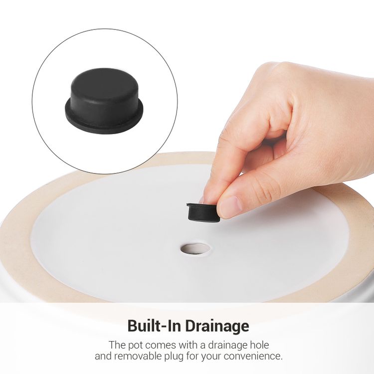 SONGMICS Indoor Plant Pots, Ceramic Flower Pot for Plants, 8 Inches, Planters with Drainage Hole