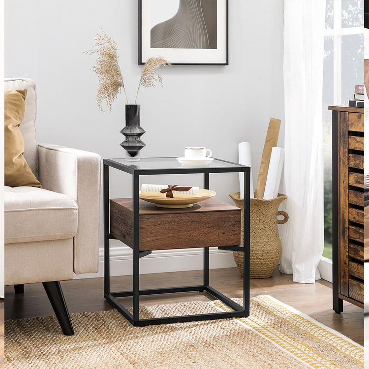 Side Table with Drawer and Shelf