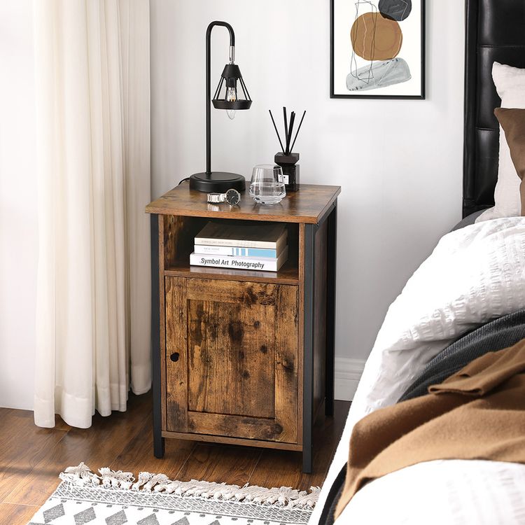 VASAGLE Nightstand with Storage, Bedside Table with Door, End Table