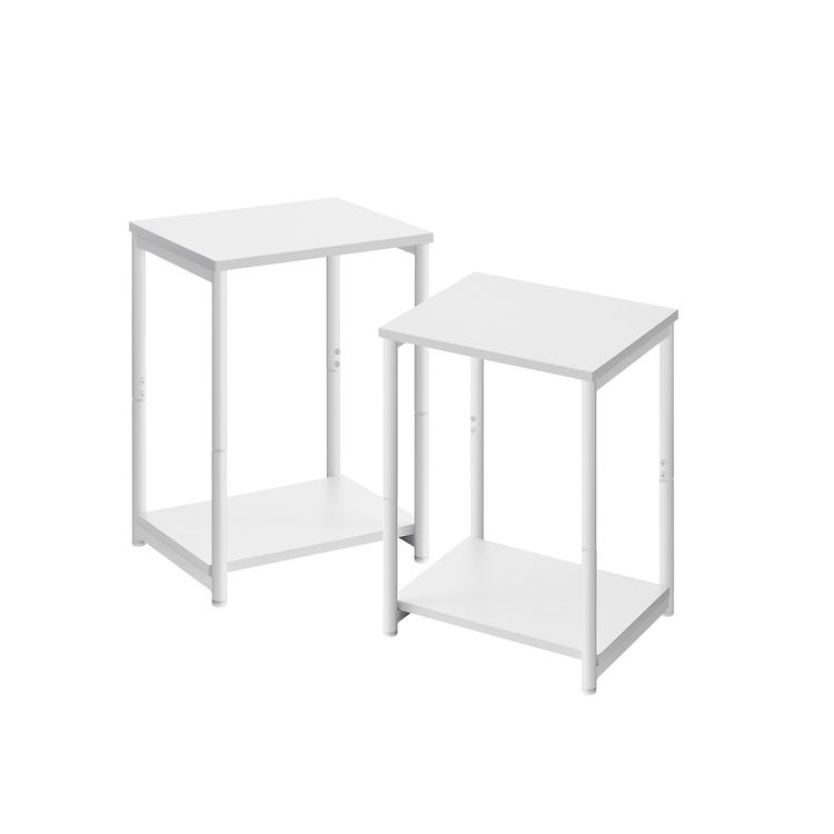 Set of 2 Industrial White End Tables VASAGLE