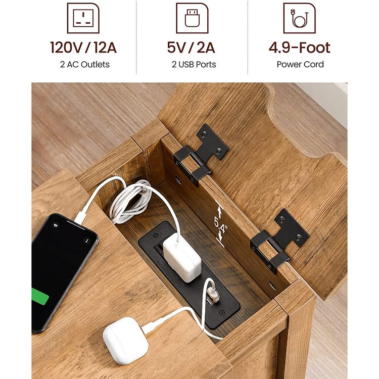 End Table with USB Port VASAGLE