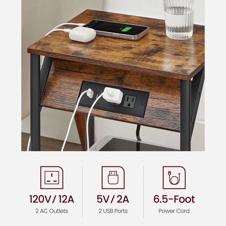Set of 2 Plugin Series Side Table VASAGLE